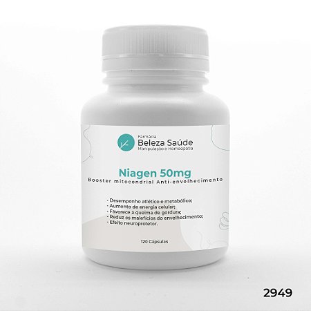 Niagen 50mg - Booster mitocondrial Anti Envelhecimento - 120 doses