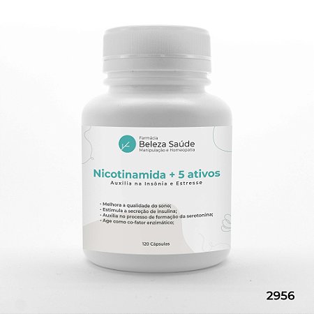 Nicotinamida + 5 Ativos - Auxilia na Insonia e Estresse - 120 doses