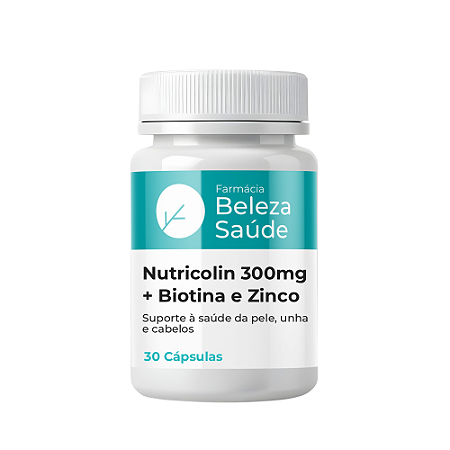 Nutricolin 300mg + Biotina e Zinco - 30 Cápsulas
