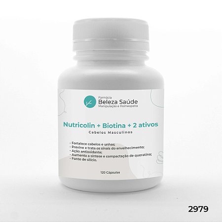 Nutricolin + Biotina + 2 Ativos - Cabelos Masculinos - 120 doses