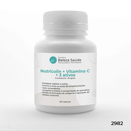 Nutricolin + Vitamina C + 2 Ativos - Combate Rugas - 150 doses