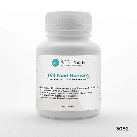 Pill Food Homem - Fórmula Manipulada Turbinada - 360 Cápsulas