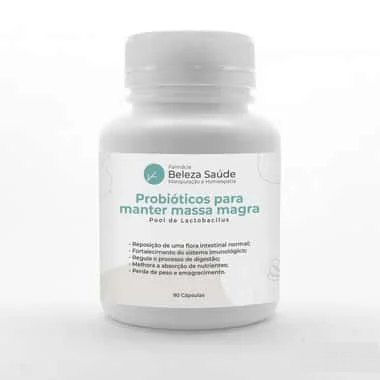 Probióticos para manter massa magra - Pool de Lactobacillus - 90 Cápsulas