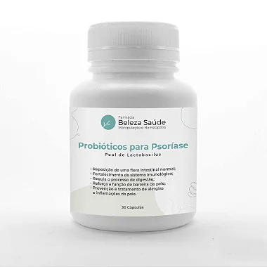 Probióticos para Psoríase - Pool de Lactobacillus - 30 Cápsulas