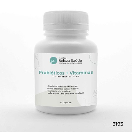 Probióticos + Vitaminas - Tratamento Da Acne - 45 Cápsulas