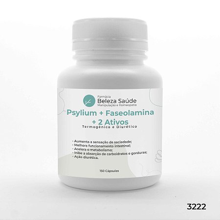 Psyllium + Faseolamina + 2 Ativos - Termogênico e Diurético - 150 Cápsulas