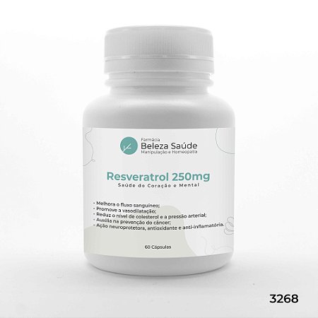 Resveratrol 250mg - Saúde do Coração e Mental - 60 Cápsulas