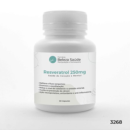 Resveratrol 250mg - Saúde do Coração e Mental - 60 Cápsulas