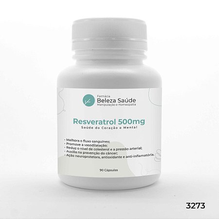 Resveratrol 500mg Saúde do Coração e Mental - 90 Cápsulas