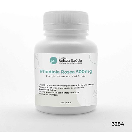 Rhodiola Rosea 500mg :  Energia, Vitalidade, Anti Stress - 120 Cápsulas