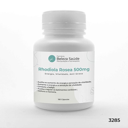 Rhodiola Rosea 500mg :  Energia, Vitalidade, Anti Stress - 180 Cápsulas