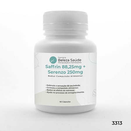 Saffrin 88,25mg + Serenzo 250mg - Reduz Compulsão Alimentar - 60 Cápsulas