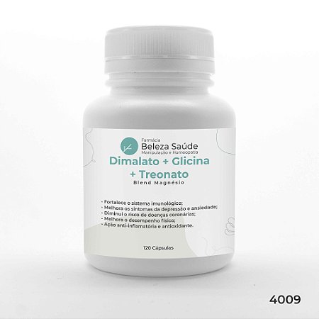 Dimalato + Glicina + Treonato : Blend Magnésio 120 Cápsulas