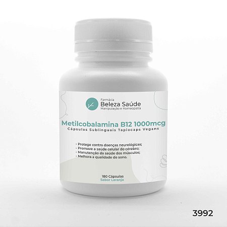 Metilcobalamina B12 1000mcg Sublingual : 180 Cápsulas Vegana