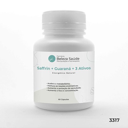 Saffrin + Guaraná + 3 Ativos - Energético Natural - 60 Cápsulas