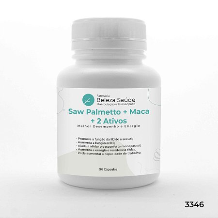 Saw Palmetto + Maca + 2 Ativos - Melhor Desempenho e Energia - 90 Cápsulas