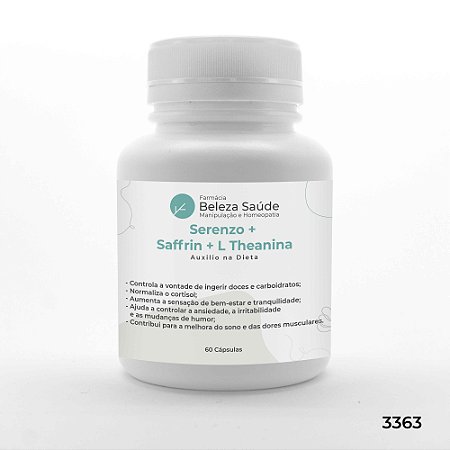 Serenzo + Saffrin + L Theanina - Auxilio na Dieta - 60 Cápsulas