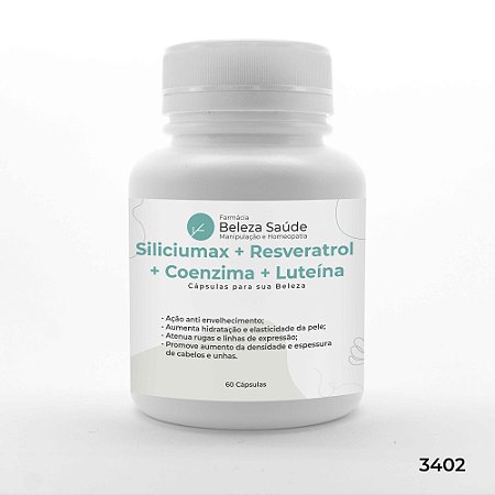 Siliciumax + Resveratrol + Coenzima + Luteína - Cápsulas para sua Beleza - 60 Cápsulas