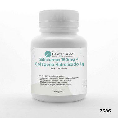 Siliciumax 150mg + Colágeno Hidrolisado 1g - Pele Renovada - 90 Cápsulas