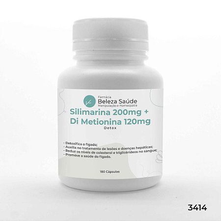 Silimarina 200mg + Di Metionina 120mg - Detox - 180 Cápsulas
