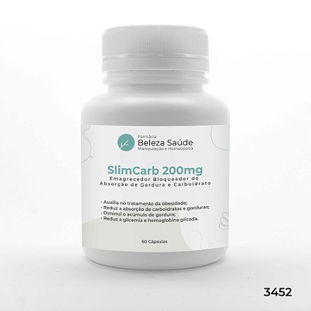 SlimCarb 200mg - Emagrecedor Bloqueador de Absorção de Gordura e Carboidrato - 60 Cápsulas