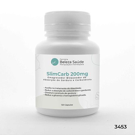 SlimCarb 200mg - Emagrecedor Bloqueador de Absorção de Gordura e Carboidrato - 120 Cápsulas