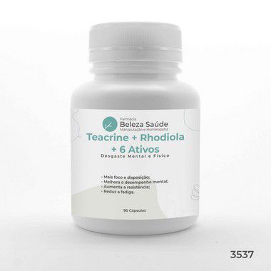 Teacrine + Rhodiola + 6 Ativos - Desgaste Mental e Físico - 90 Cápsulas