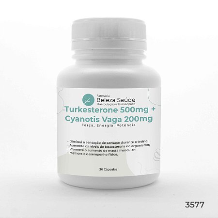 Turkesterone 500mg + Cyanotis Vaga 200mg - Força, Energia, Potência - 30 Cápsulas