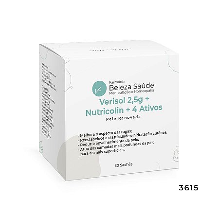 Verisol 2,5g + Nutricolin + 4 Ativos - Pele Renovada - 30 Sachês
