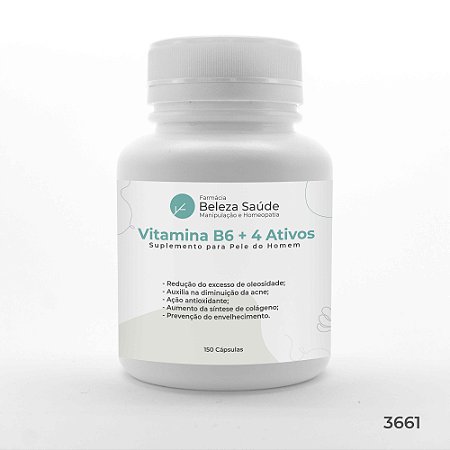 Vitamina B6 + Vitamina C + Selênio + Zinco + Betacaroteno : Suplemento para Pele do Homem - 150 Cápsulas