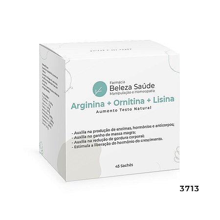 Arginina + Ornitina + Lisina : Aumento Testo Natural - 45 Sachês
