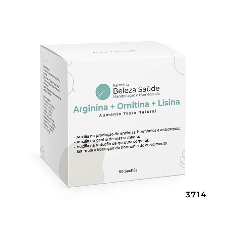 Arginina + Ornitina + Lisina : Aumento Testo Natural - 90 Sachês