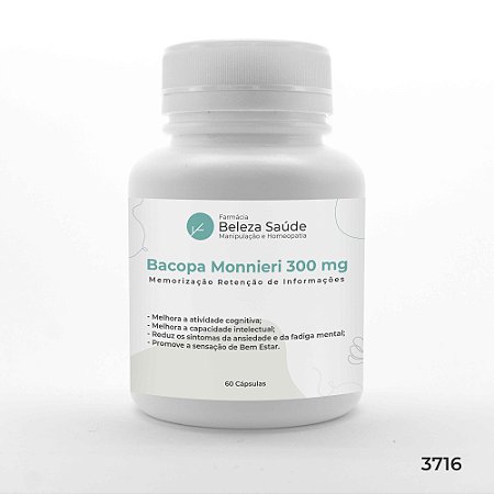 Bacopa Monnieri 300 mg : Memorização Retenção de Informações - 60 Doses