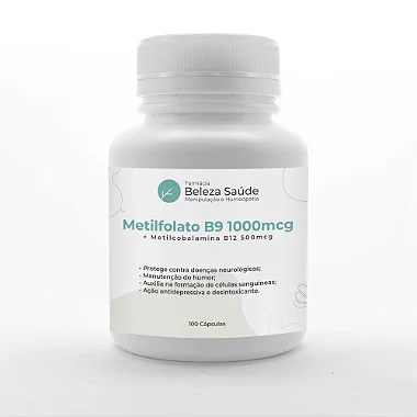 Metilfolato B9 1000mcg + Metilcobalamina B12 500mcg - 100 Doses