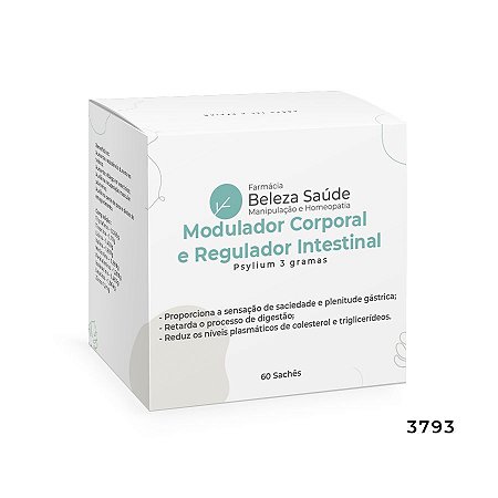 Modulador Corporal  e Regulador Intestinal : Psylium 3 gramas - 60 Sachês