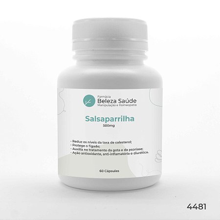 Salsaparrilha 500mg : antioxidante, Anti-inflamatória, Antirreumática 60 Cápsulas