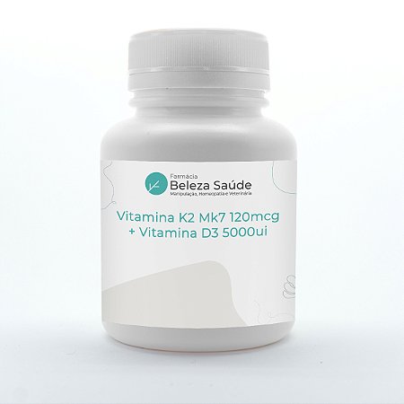 Vitamina K2 Mk7 120mcg + Vitamina D3 5000ui : 60 Cápsulas