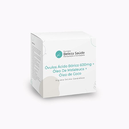 Óvulos Ácido Bórico 600mg + Óleo De Melaleuca + Óleo de Coco - Higiene Íntima Candidíase : Grau Farmacêutico 15 unidades