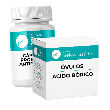 Kit Tratamento Candidíase : 60 Cápsulas Probiótico + 30 Óvulos Ácido Bórico