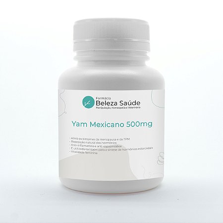 Yam Mexicano 500mg  - TPM, Menopausa, Saúde dos Ossos - 90 Cápsulas