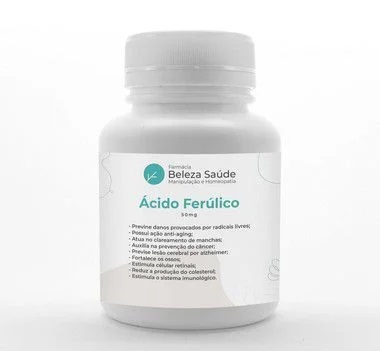 Ácido Ferúlico 50mg - Saúde para Pele e Corpo