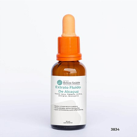 Extrato Fluído De Alcaçuz 30ml : Tosse seca, Catarro, Asma, Alergias, Bronquite