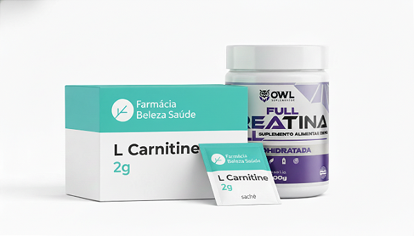 Kit Creatina Owl Pura 300g + L Carnitina 2g Pura 60 Sachês