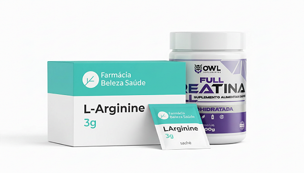 Kit Creatina Owl Pura 300g + L Arginina 3g Pura 30 Sachês