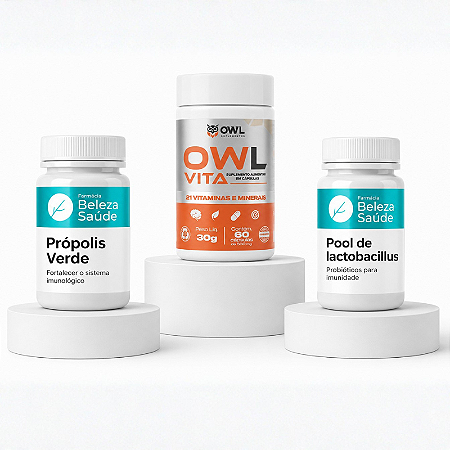 KIT Vita Defense - Própolis Verde + Probióticos + Multivitamínico OWL