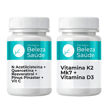 KIT Vitalidade diária - NAC Quercetina + 3 Ativos e Vitamina K2 Mk7 com Vitamina D3