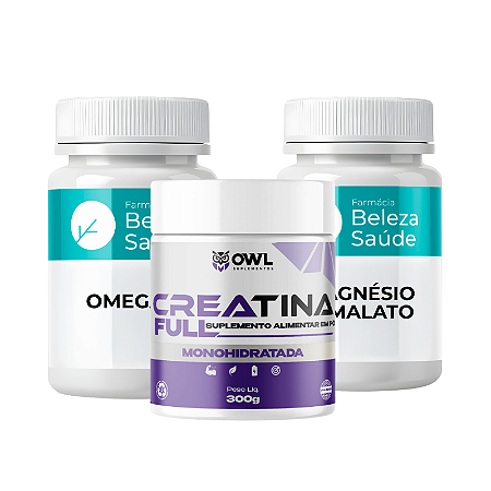KIT Herói da Academia - creatina + ômega 3 + magnésio dimalato