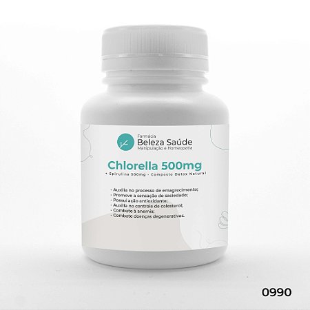 Chlorella 500mg + Spirulina 500mg - Composto Detox Natural