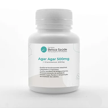 Agar Agar 500mg + Glucomanan 500mg - Manutenção do Peso