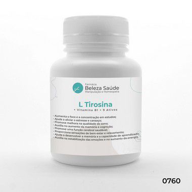 L Tirosina + Vitamina B1 + 9 Ativos - Aprendizado e Memória